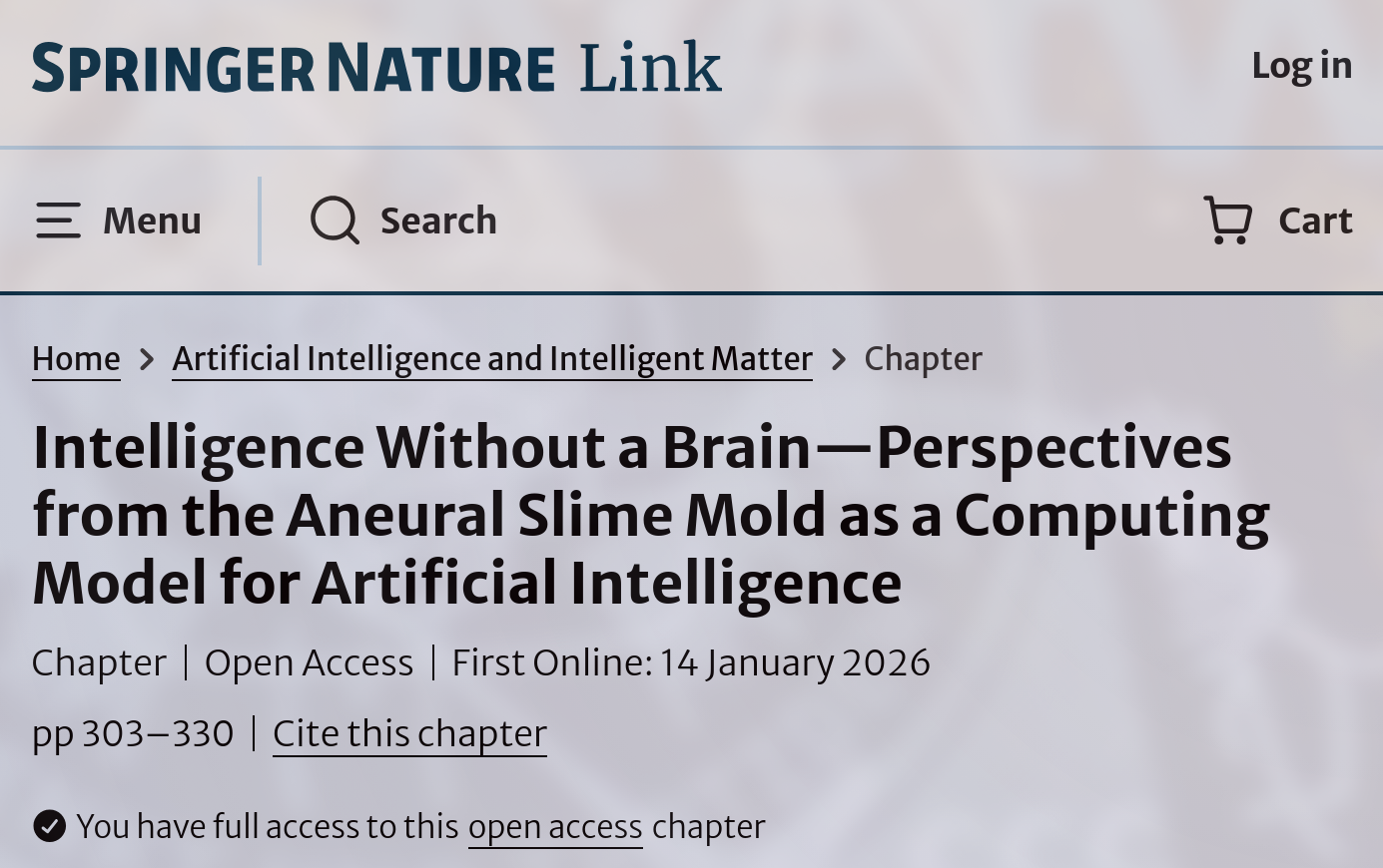 Alt4You: Intelligence Without a Brain — Perspectives from the Aneural Slime Mold as a Computing Model for Artificial Intelligence