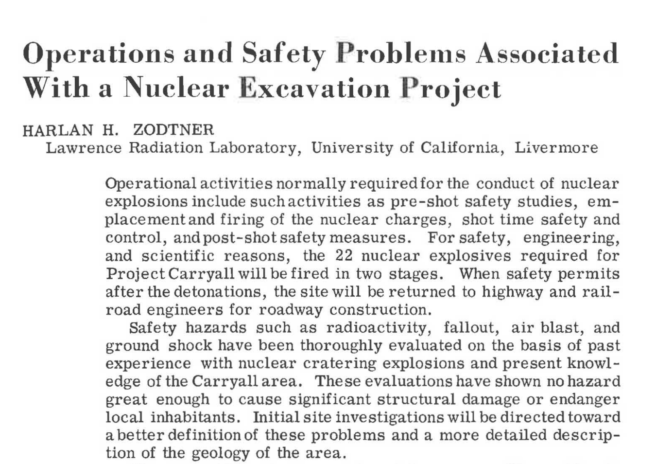 Highway Research Record reports on Project Carryall